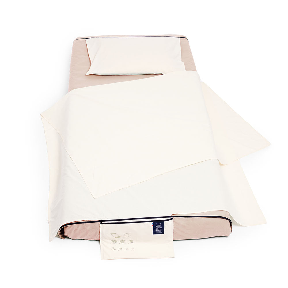 OLD PINK AND OFF-WHITE TRAVEL BED SHEETS