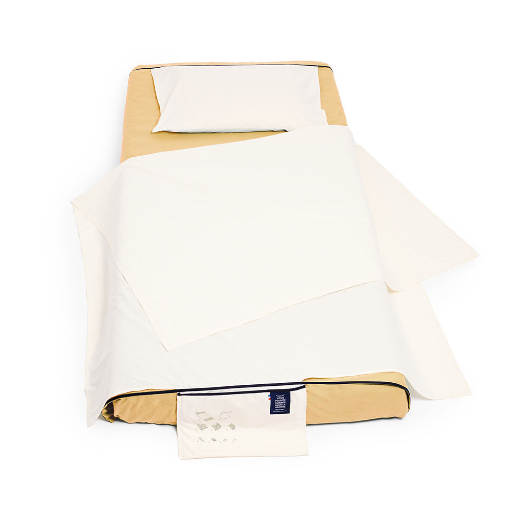 DRAP DE VOYAGE MIRABELLE ET BLANC CASSÉ